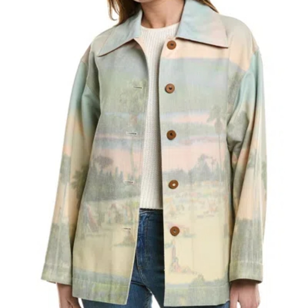 Lafayette 148 New York New Swing Leather-trim Coat In Green Size XS